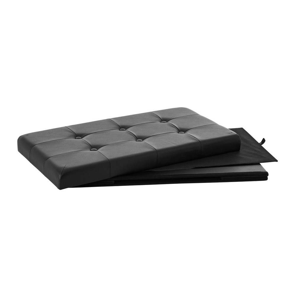 30" Collapsible Storage Ottoman Black