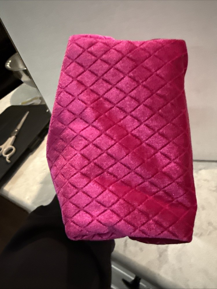 Fuchsia Pink Cosmetic Bag With Black Pom Pom Pull