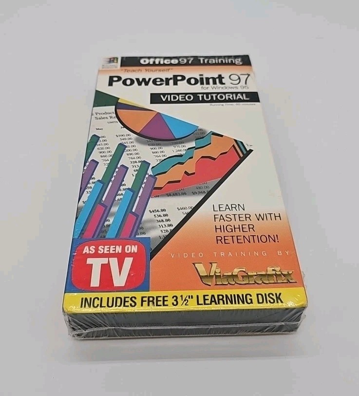 Viagrafix Training PowerPoint 97 & Windows 95 VHS Video Tutorial + Floppy NEW