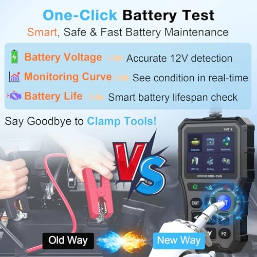 OBD2 Scanner with Battery Tester - Check Engine Light & Emissions Readiness,