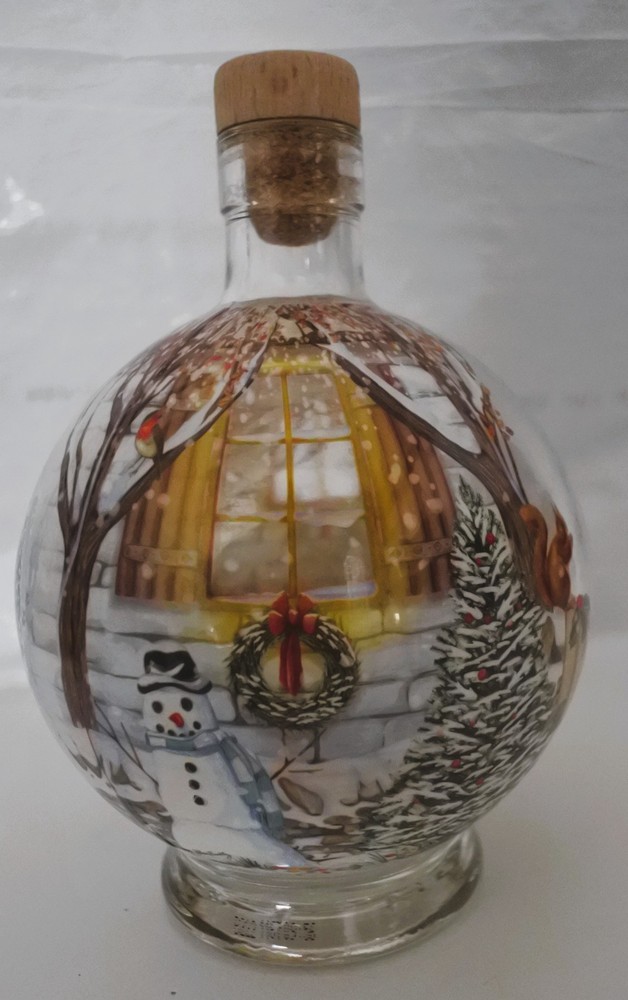 Empty Liqueur Bottle Orange & Gingerbread Light Up Snow Globe
