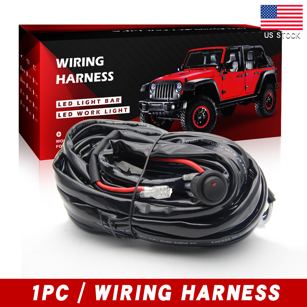 LED Light Bar Wiring Harness Kit 12V 40A Fuse Relay Rocker ON/OFF Switch Kit