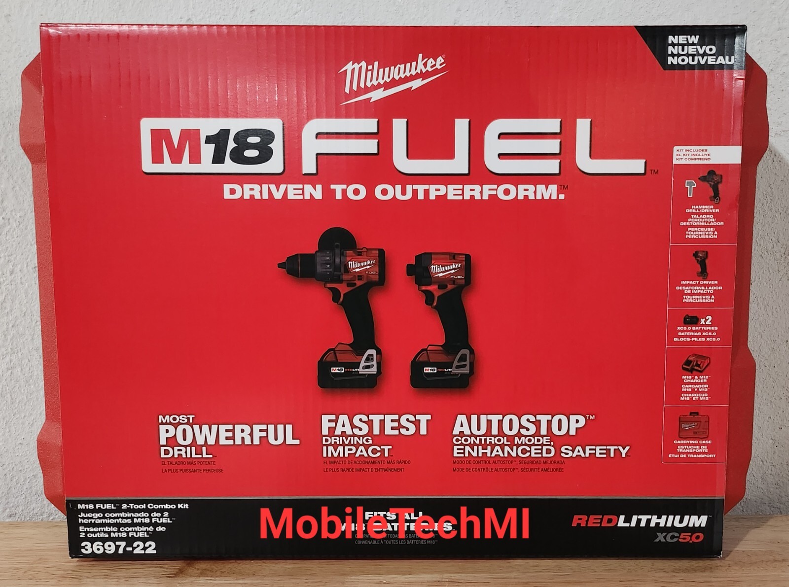 Milwaukee 3697-22 M18 FUEL Brushless Hammer Drill + Impact Driver Kit New GEN 4