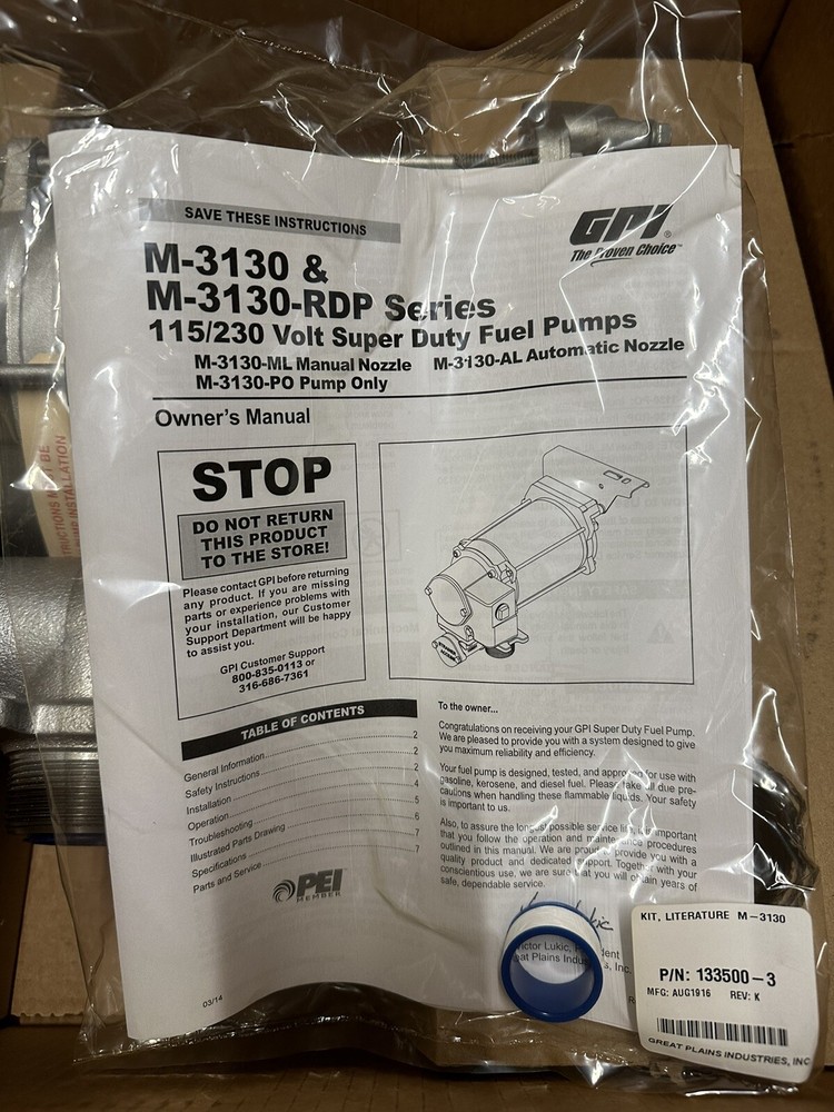 GPI M-3130 Fuel Transfer Pump