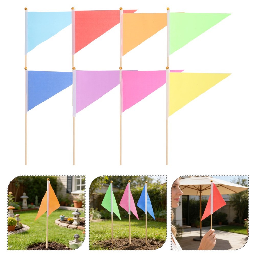 16pcs Marking Flags, Triangular Marker Flags for Yard & Lawn, Boundary & Dog