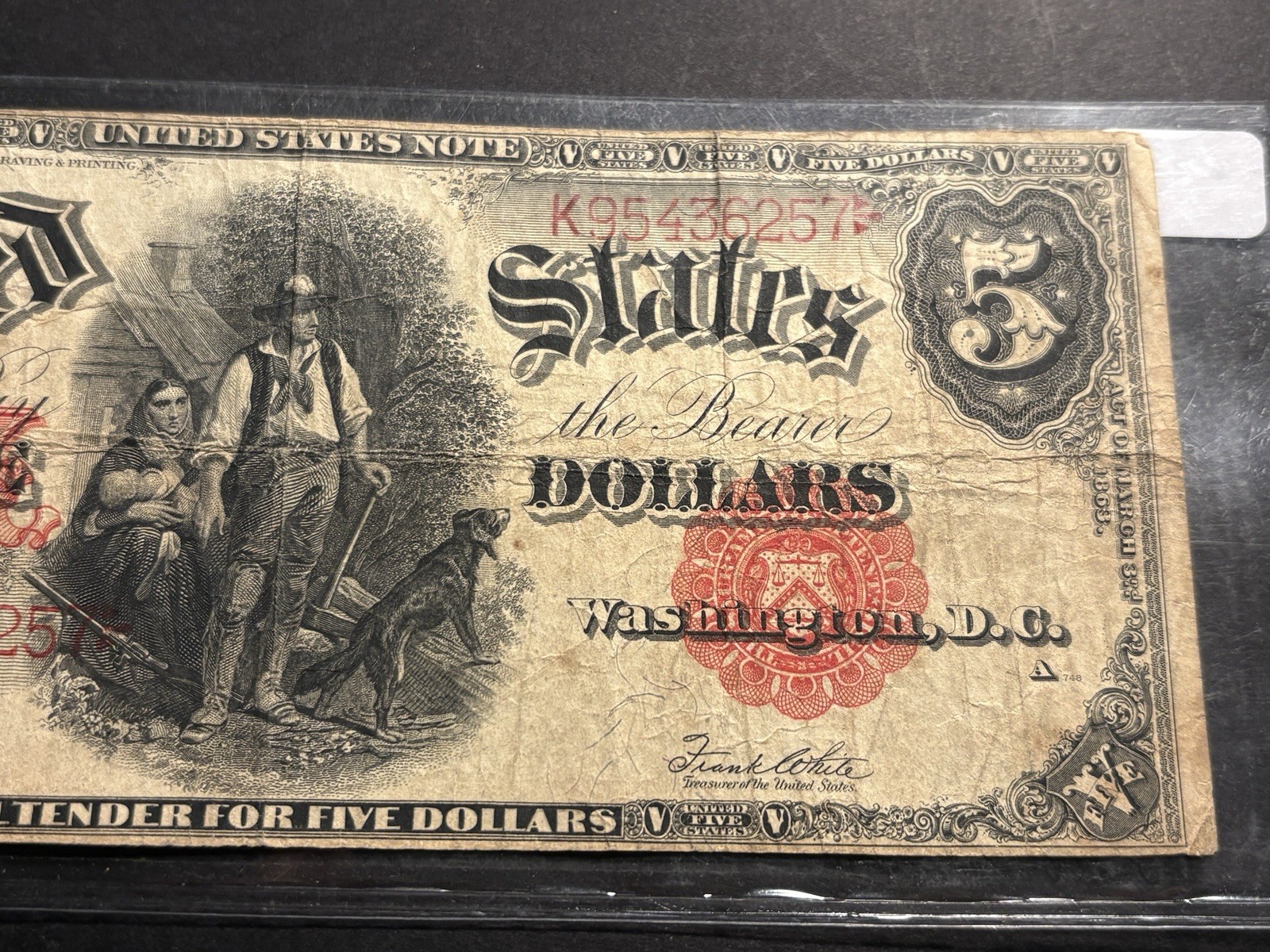 1907 $5 United States Note Wood Chopper — Circulated 🔥