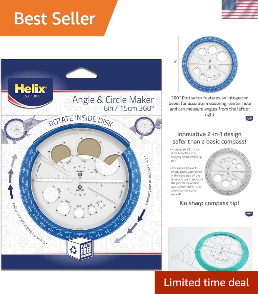 Angle and Circle Maker 6 Inch - Drawing and Drafting Designs Accurately - Pre...