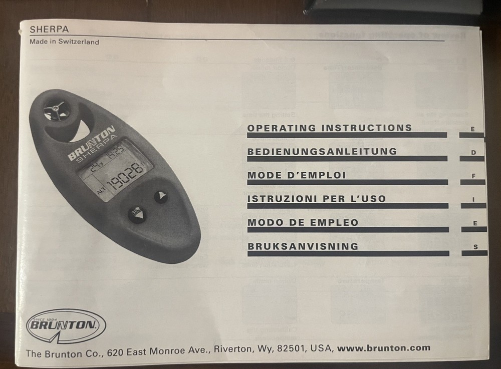 brunton sherpa handheld wind, pressure, temp, altitude meter