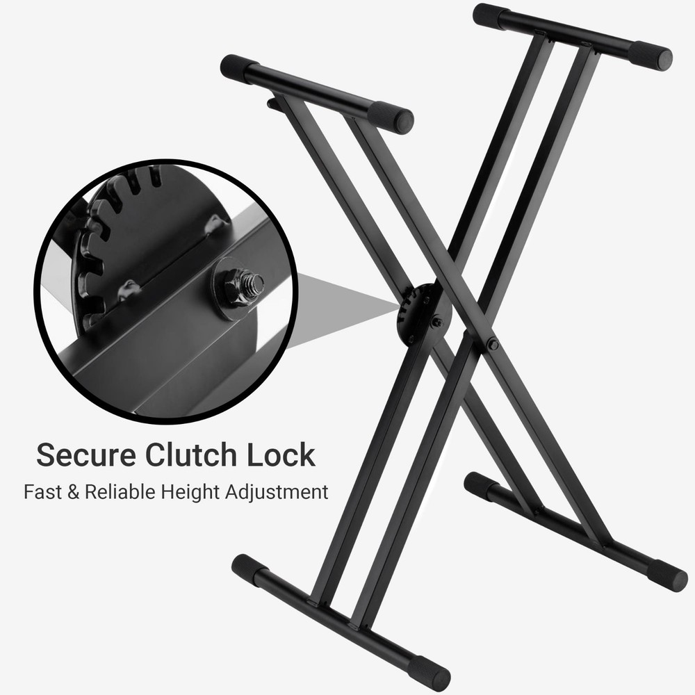 Lectronify Double-X Keyboard Stand Pull Lock Adjustable Height Heavy Duty 154 lb