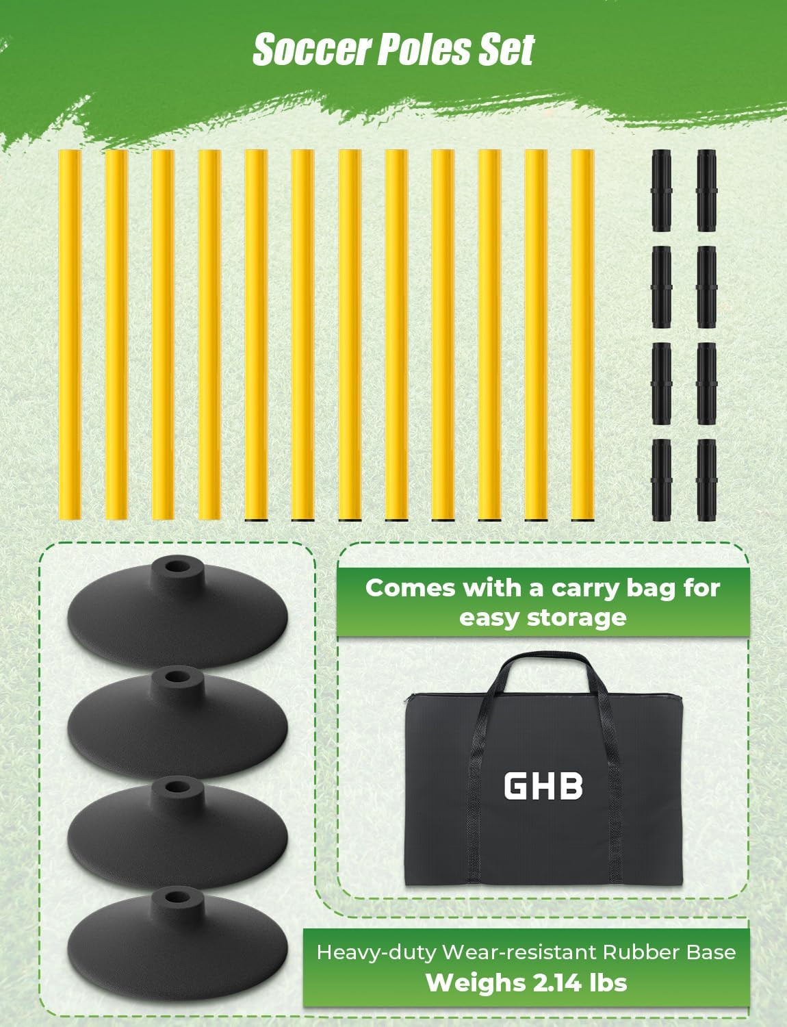 Agility Poles 4 Pack 50" Sports Soccer Training Poles,Detachable Speed Training