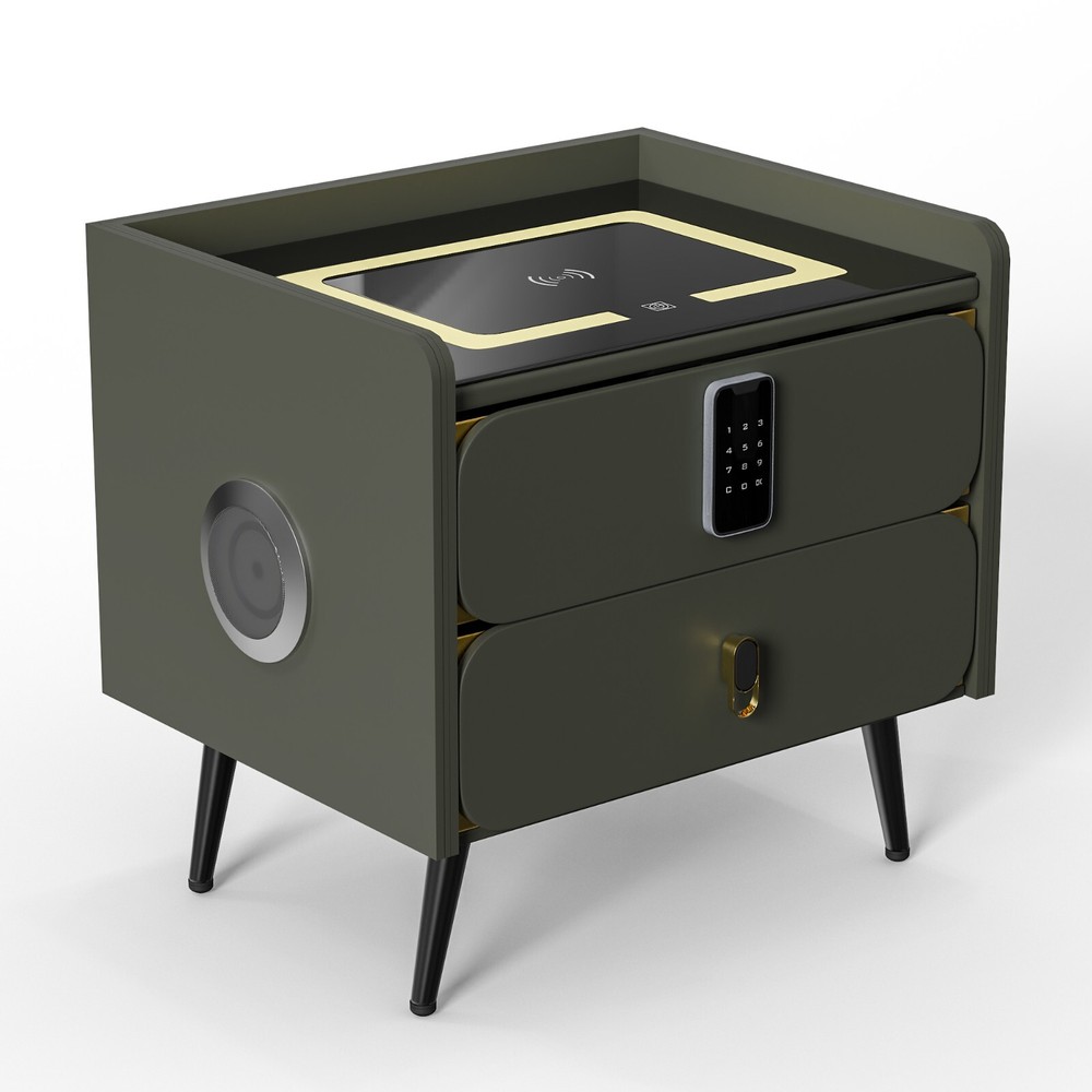 20" Tall Smart nightstand with combination lock ,Bluetooth player,Led light