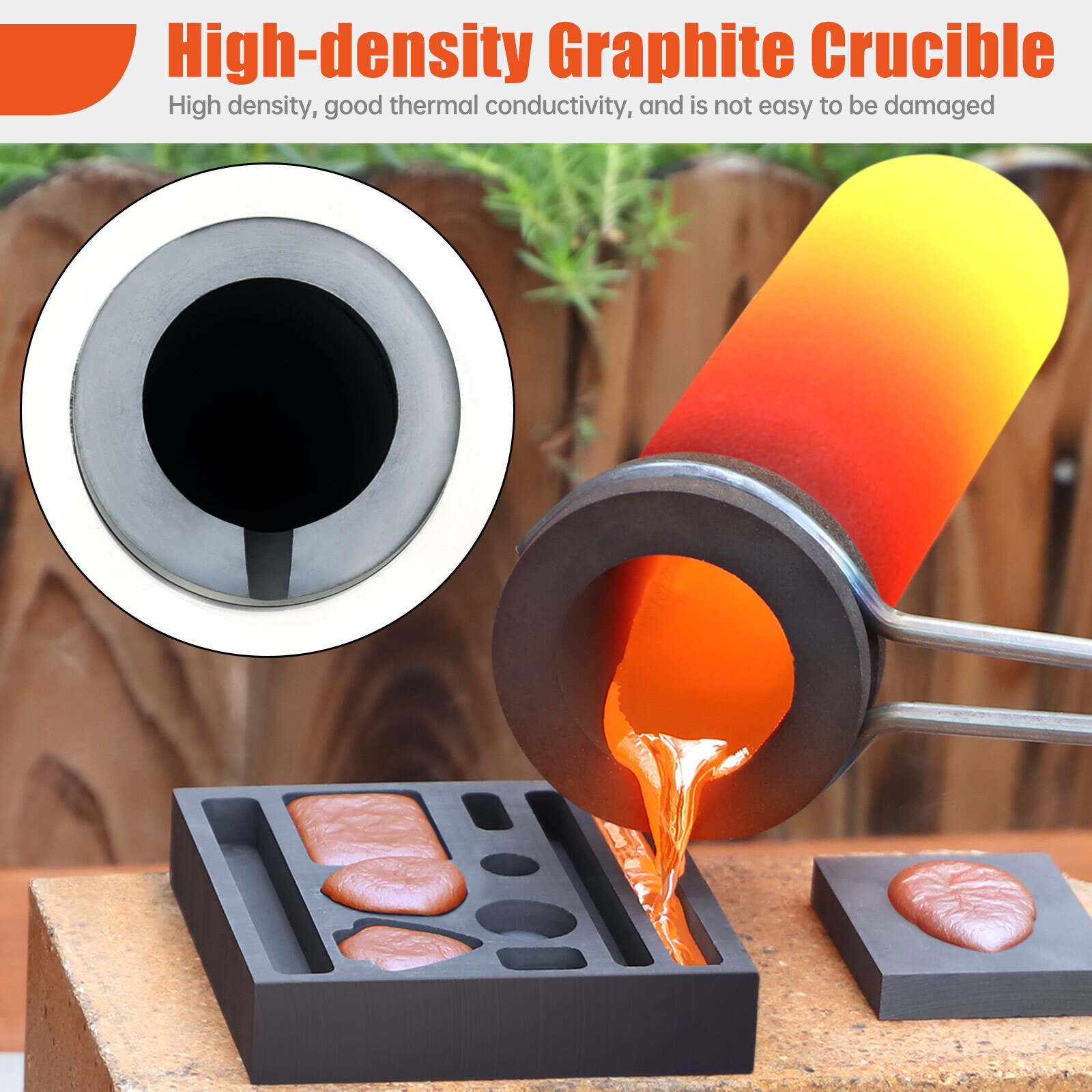 TOAUTO 1800W Electric Gold Melting Furnace 6.6LB Crucible Casting Ingot Mold Kit