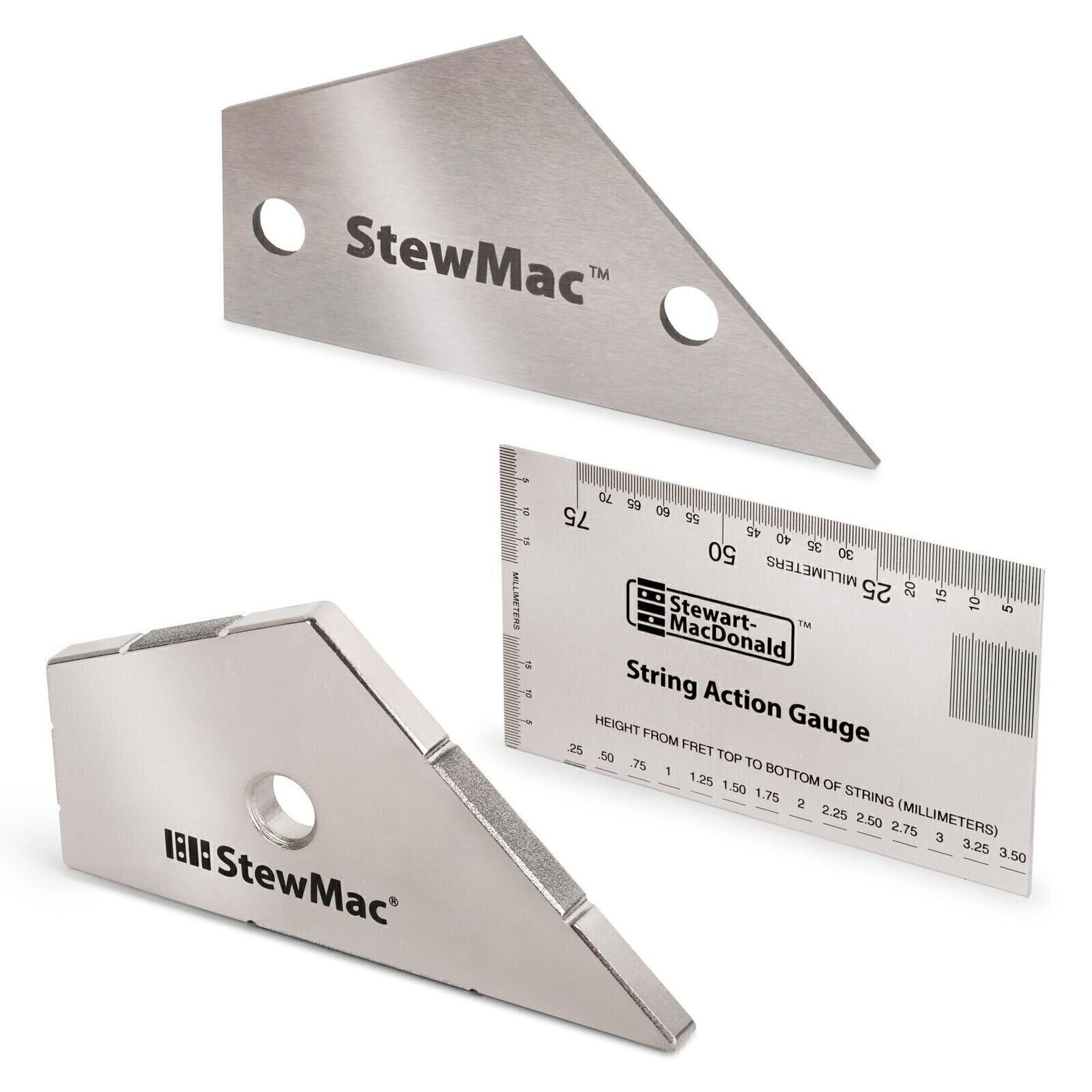 StewMac Precision Fret Tool Trio, Metric – String Action Gauge, Fret Rocker,...