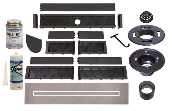 Goof Proof Tile Insert Linear Drain Adjustable 27"- 60" by Mark E industries