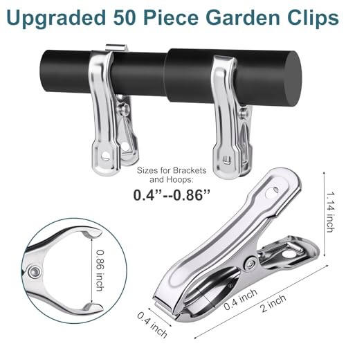 50 PCS Garden Clips, Greenhouse Clamps, Stainless Steel Greenhouse Clips for