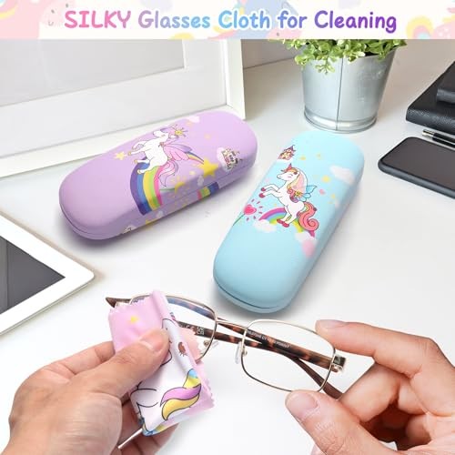 3 Pcs Cute Eyeglasses Case Hard Shell Storage Cases Unicorn Hard Clamshell