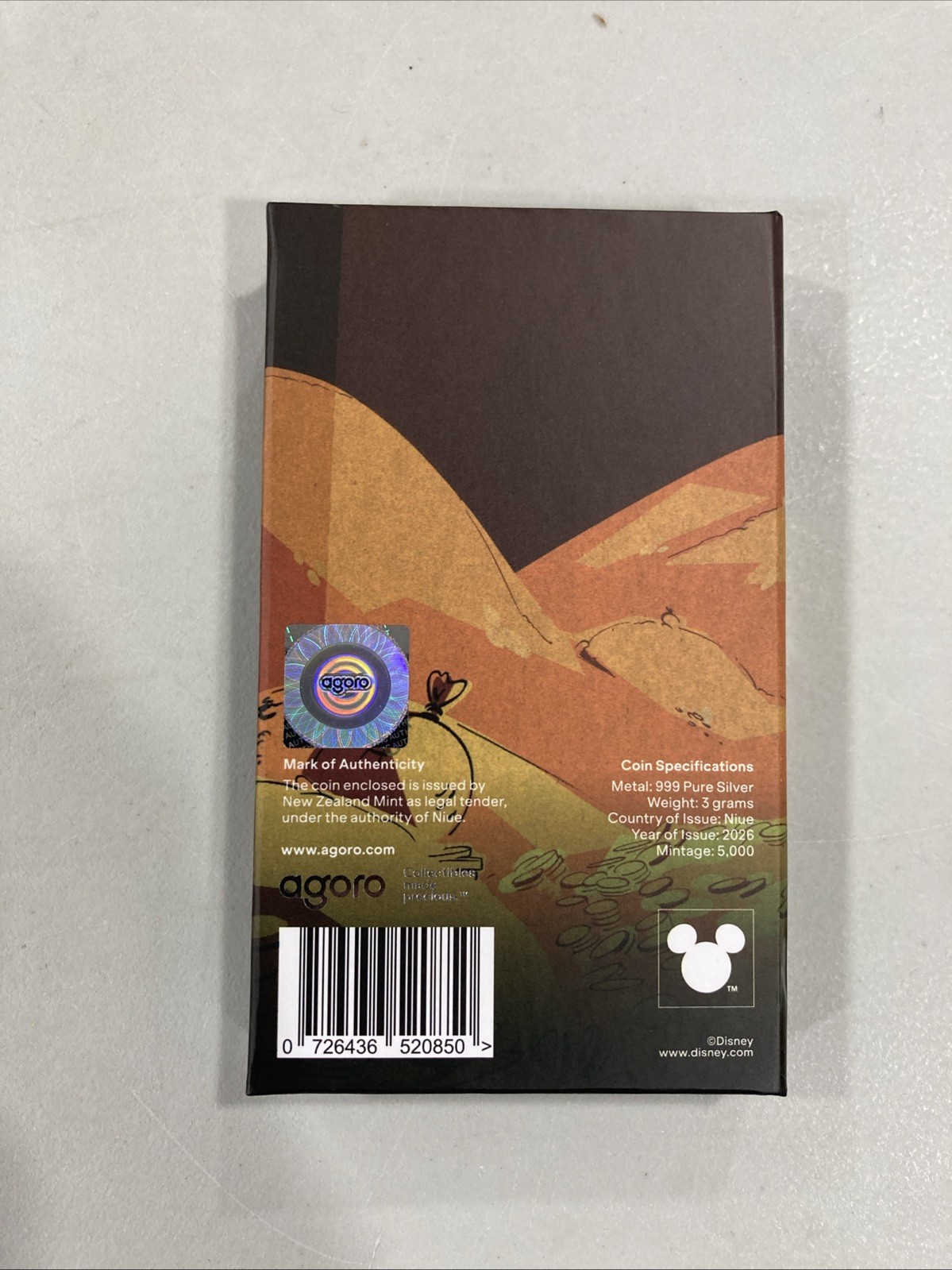 2026 Agoro Disney Ducktales Scrooge McDuck - Lucky Dime 3g Silver Coin /5000 NEW