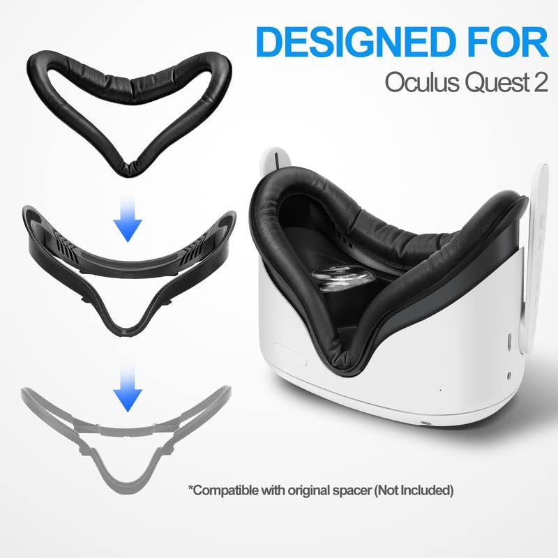 Facial Interface & Face Cover Pad for Oculus Quest 2, Sweat-Proof PU Foam Cus...