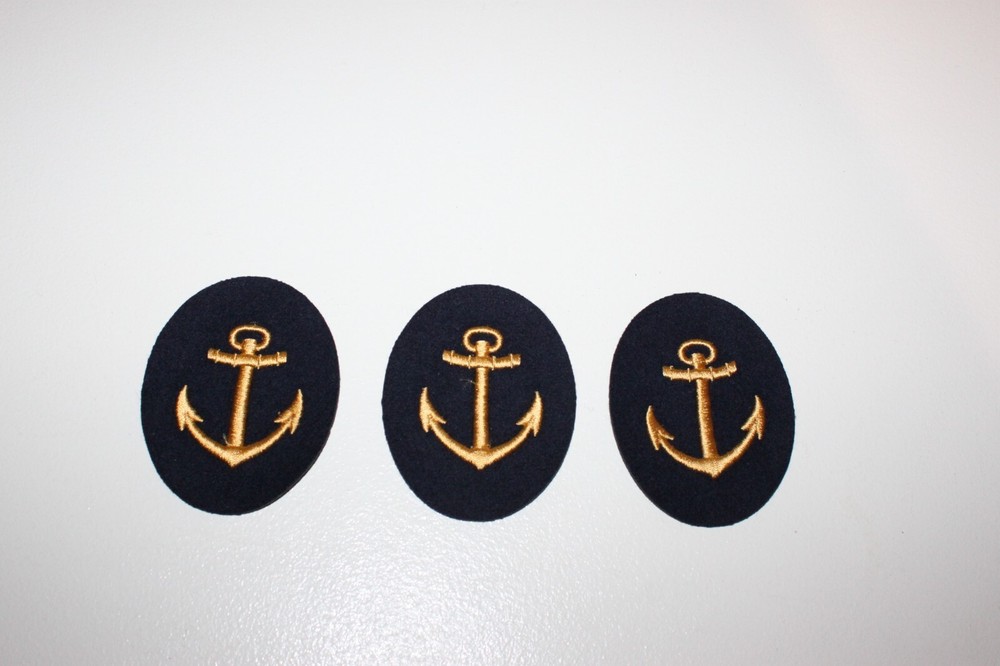 (3) Authentic East German Naval Technical Blue Patch Navy DDR NVA GDR Insignia