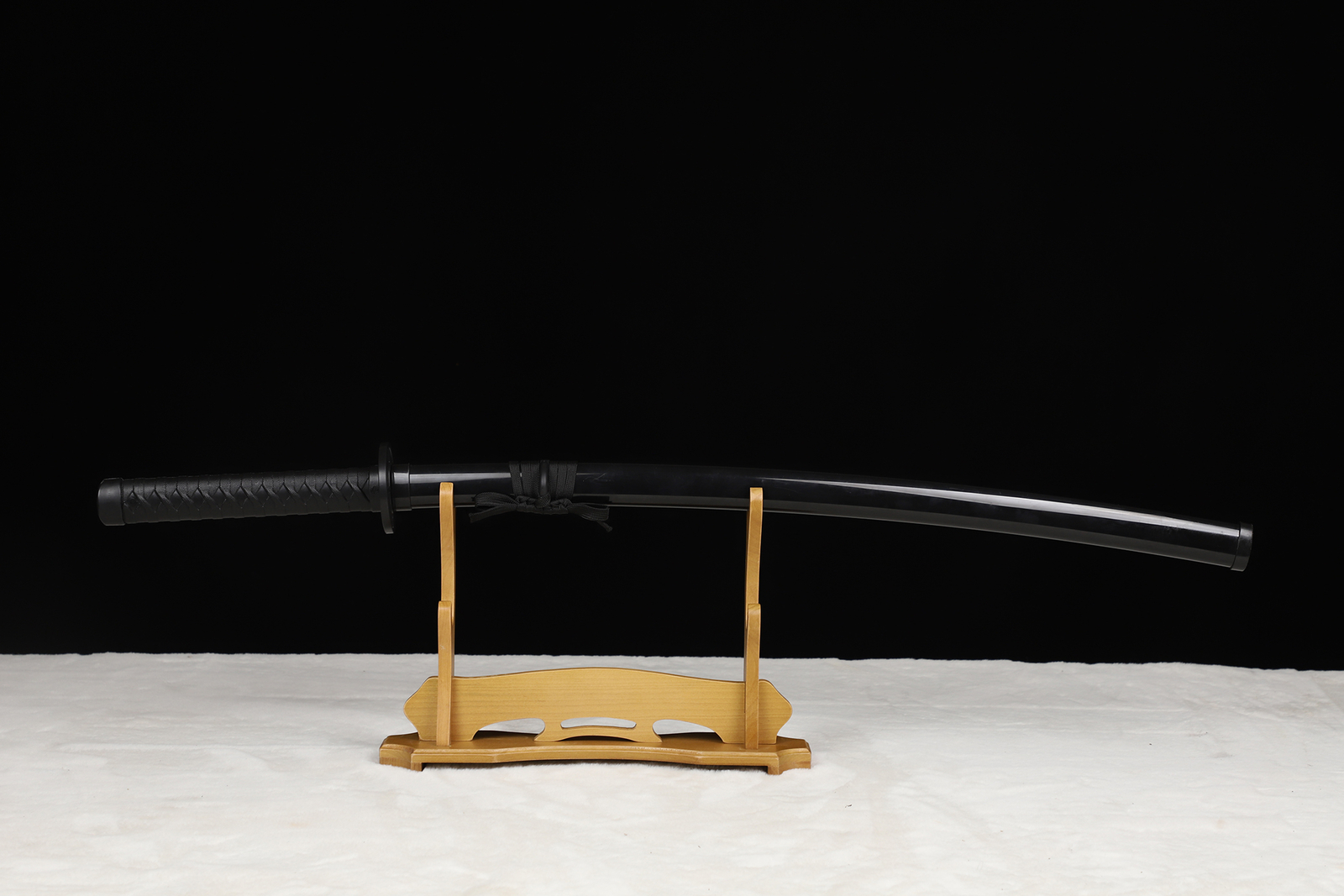 2-Tier Sword Stand for Display Japanese Samurai Katana Sword Holder Yellow Wood