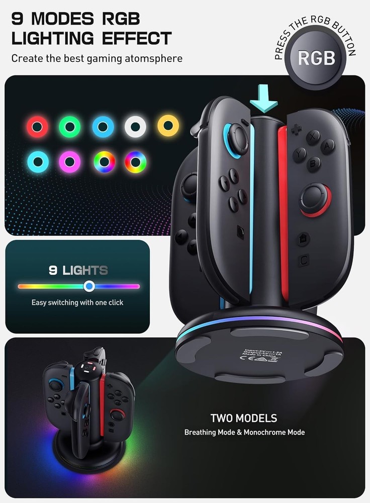 New Switch Controller Charger for Nintendo Switch Joy-Cons Charging Dock Station