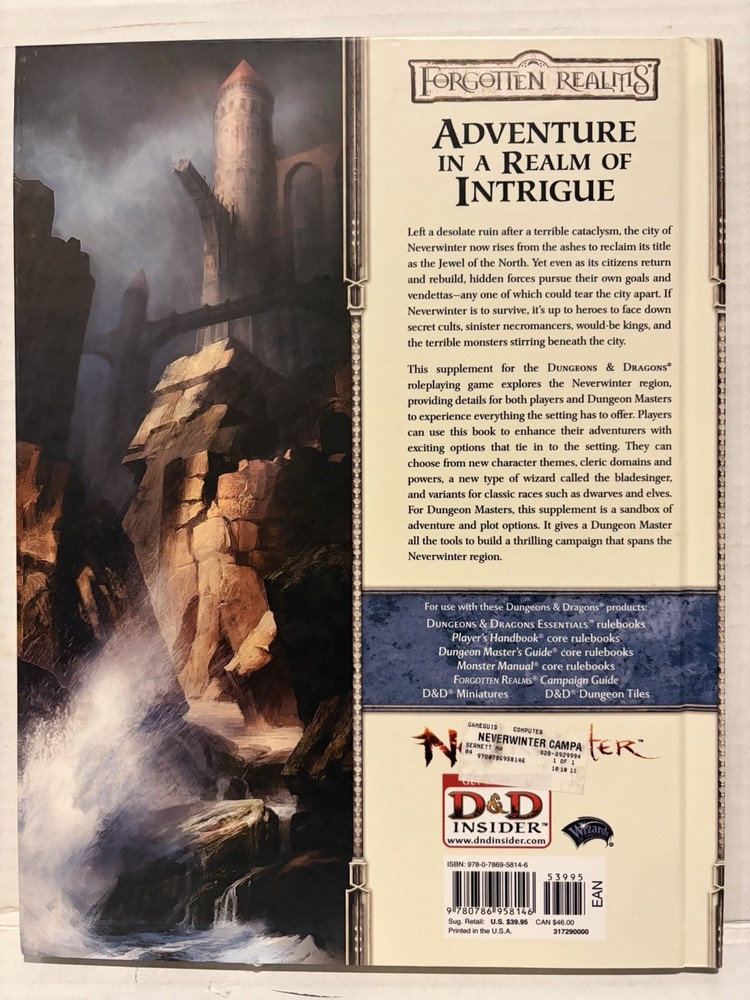 Dungeons & Dragons 4e Neverwinter Campaign Setting New NM w/Map 2011!