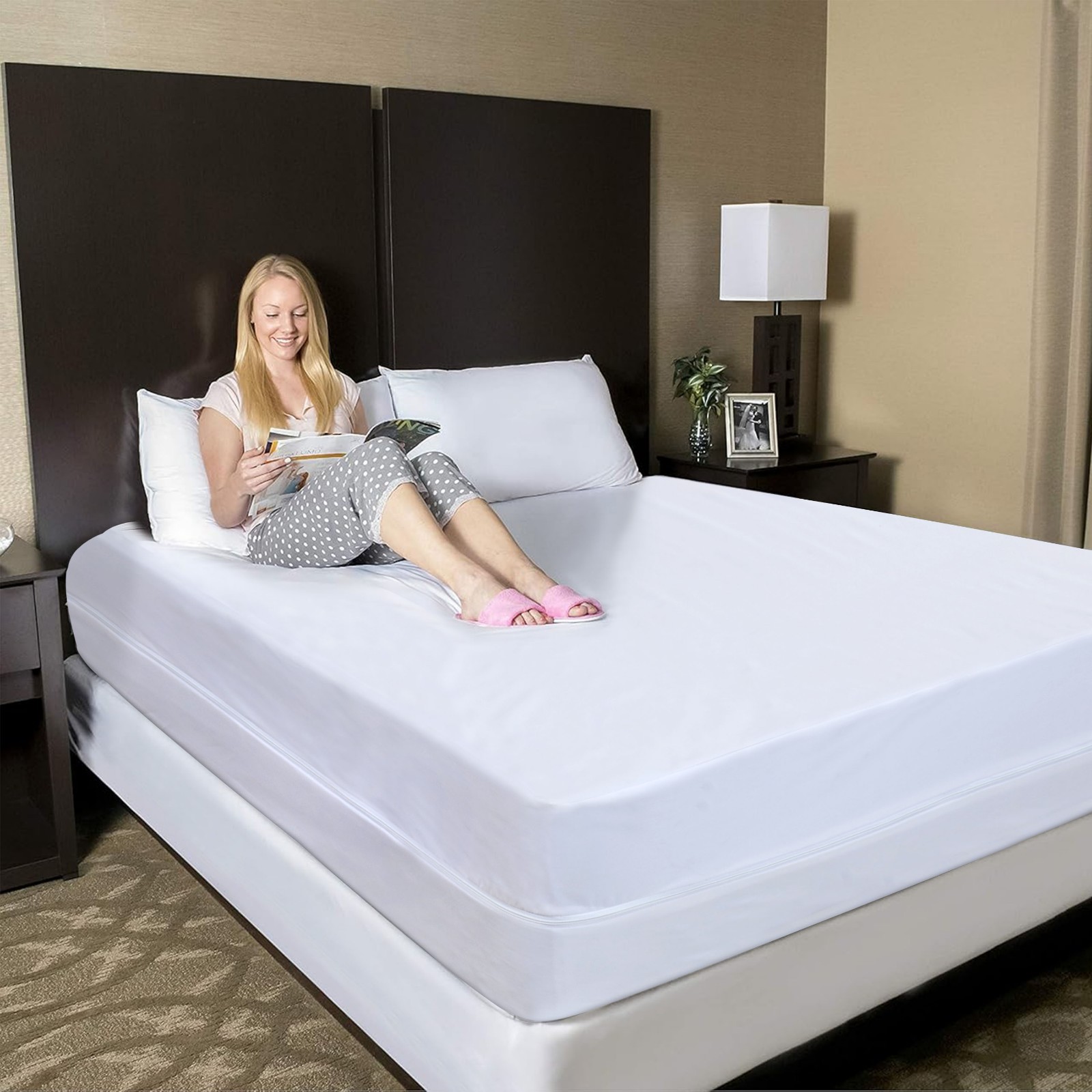 Zippered Mattress Encasement Waterproof Protector Hypoallergenic Mattress Cover