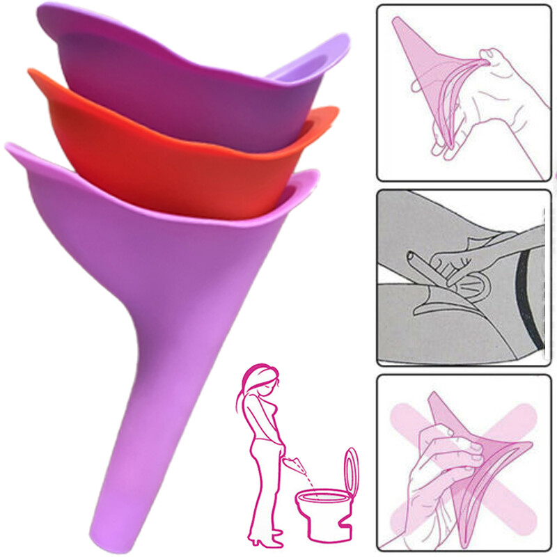 3xReusable Silicone Portable Urinal Women Female Travel Camping Stand Pee Device