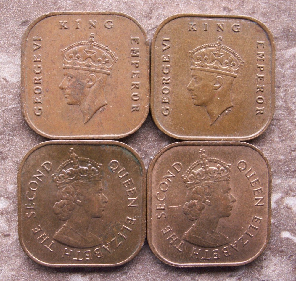 MALAYA & BRITISH BORNEO ONE CENT x 4 HIGH GRADE