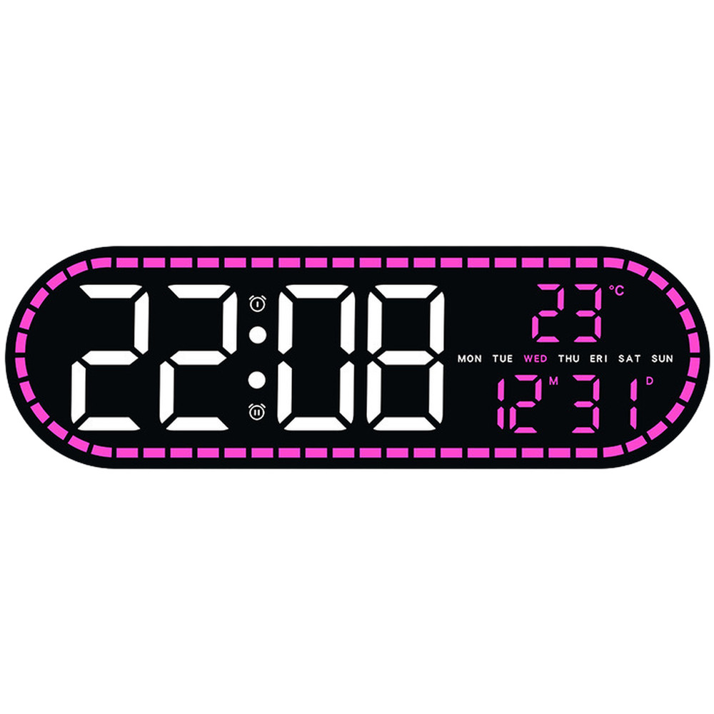 LED Digital Clock Temperature Display For Bedroom Plastic PVC Material