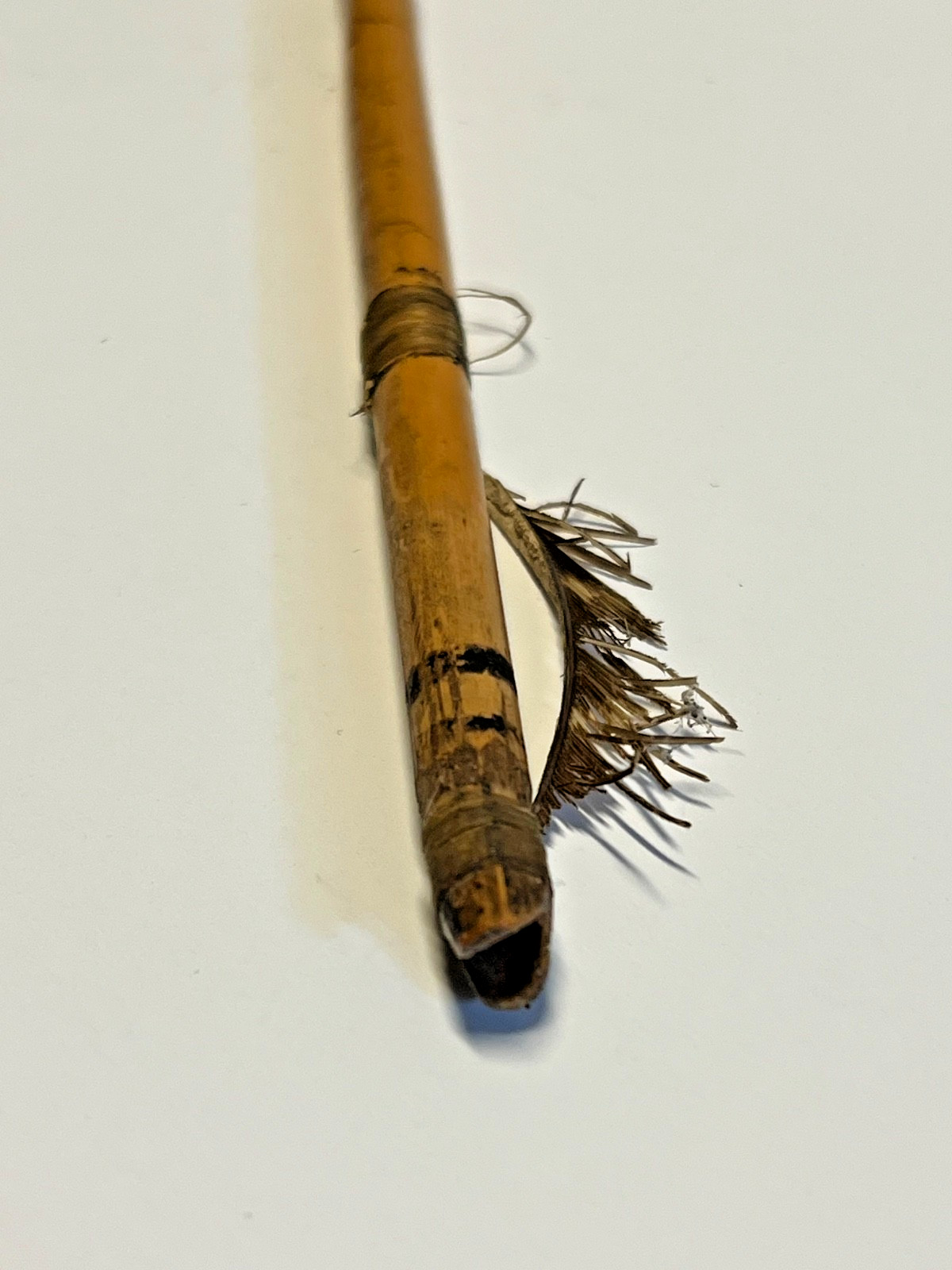 Original Native American Indian Arrow; Metal Tip; Feathers; Sinew; #E9