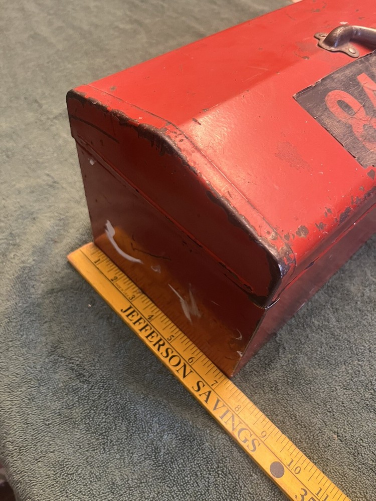 Vintage Red Metal Tool Box