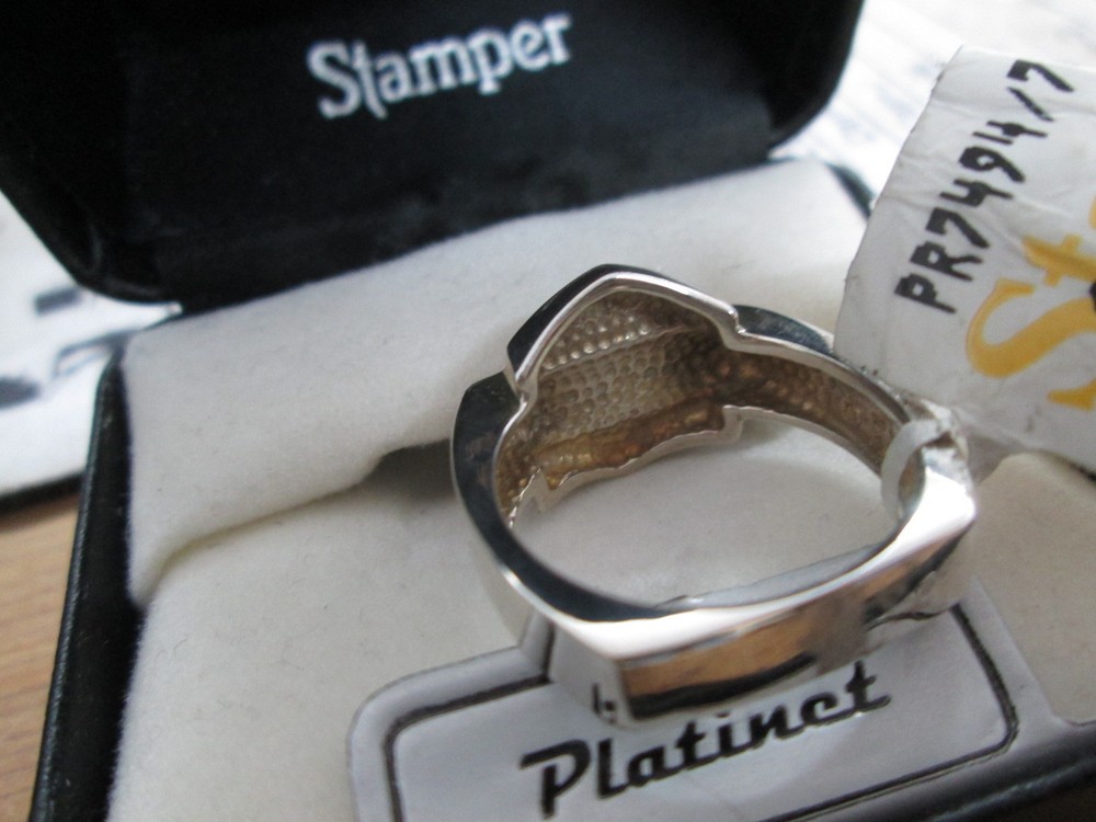 Harley Davidson Stamper Platinet Solid Silhouette Square B&S Emblem Ring PR7494