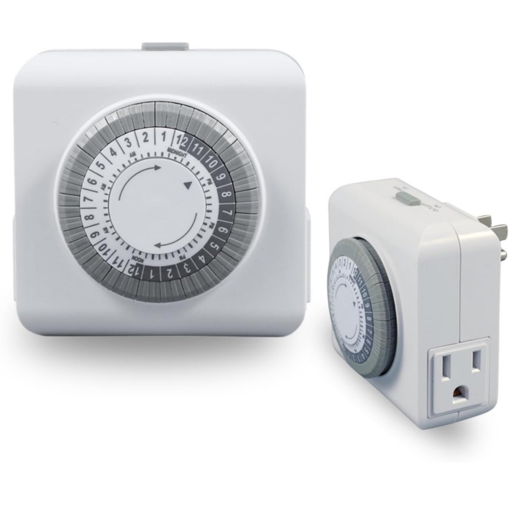 2 Pack 110-125V 3-Pin Timer Plug For Equipment Control 24-Hour Switch Device