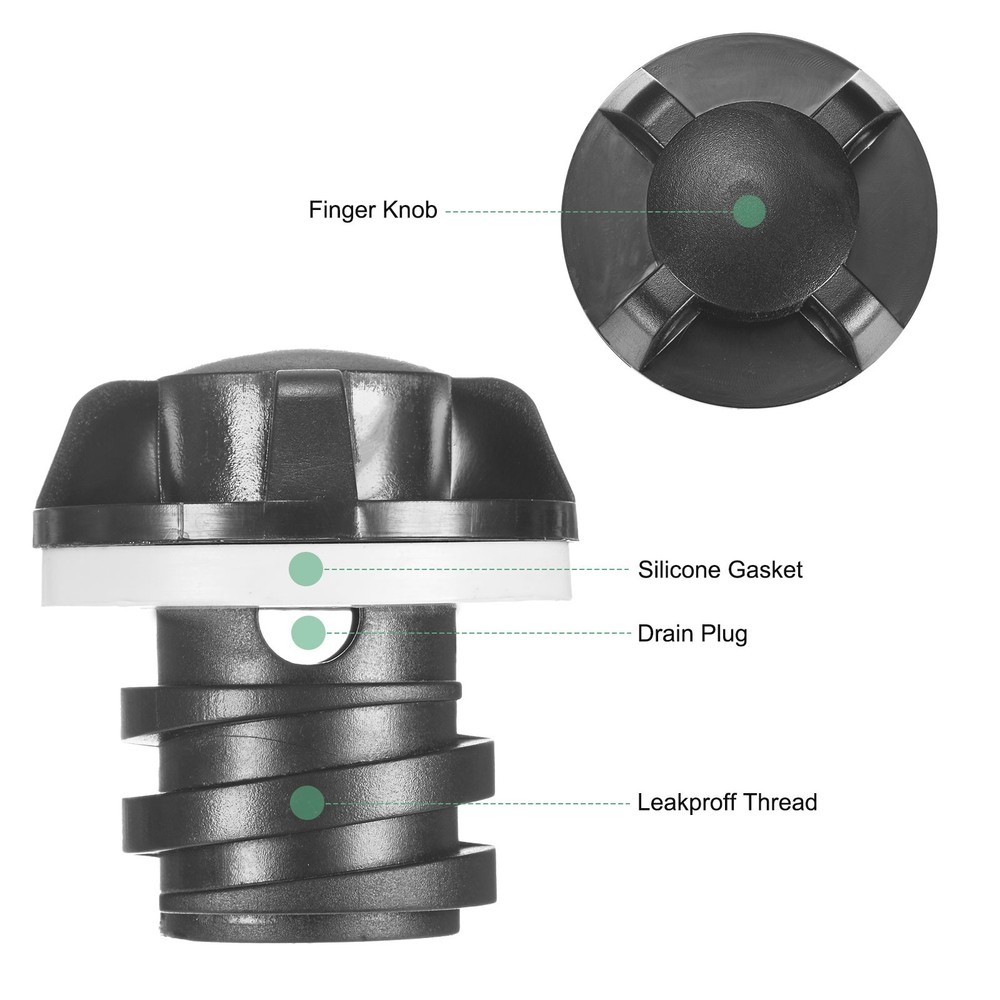 2-Set Cooler Drain Plug Replacement Large Small for RTIC Coolers [Black]