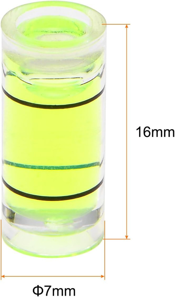 6Pcs Small Cylindrical Bubble Level Vials 7X16Mm PMMA Mini Horizontal Bubble Spi