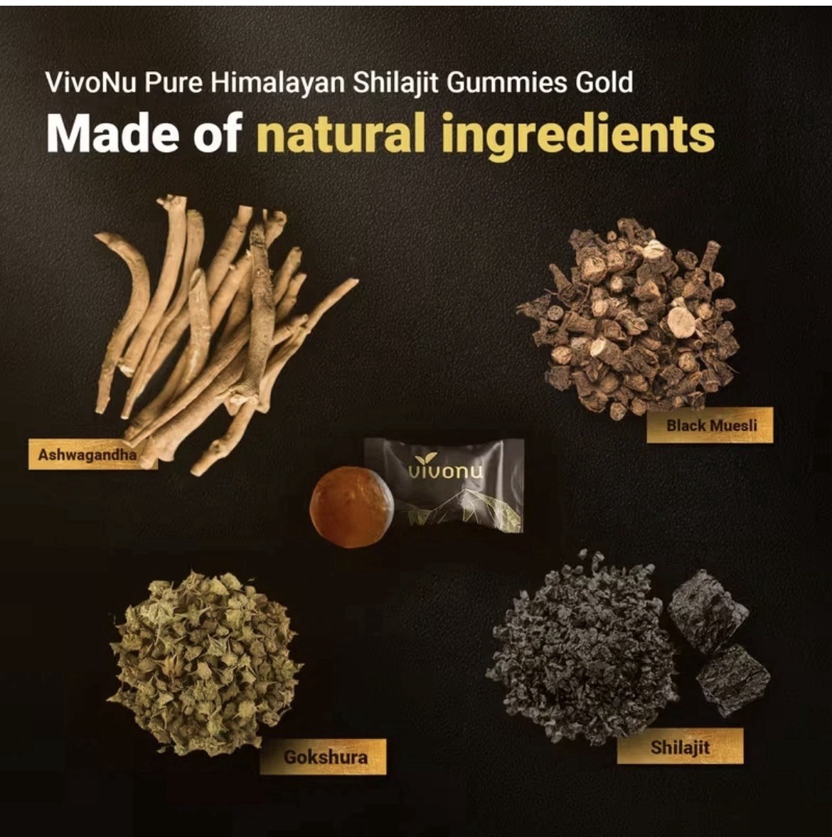 VivoNu Natural Himalayan Shilajit Gummies. Pure SHILAJIT / 60 Gummies