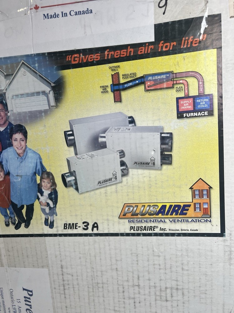 Plusaire BME-3a Residential Ventilation System NOS
