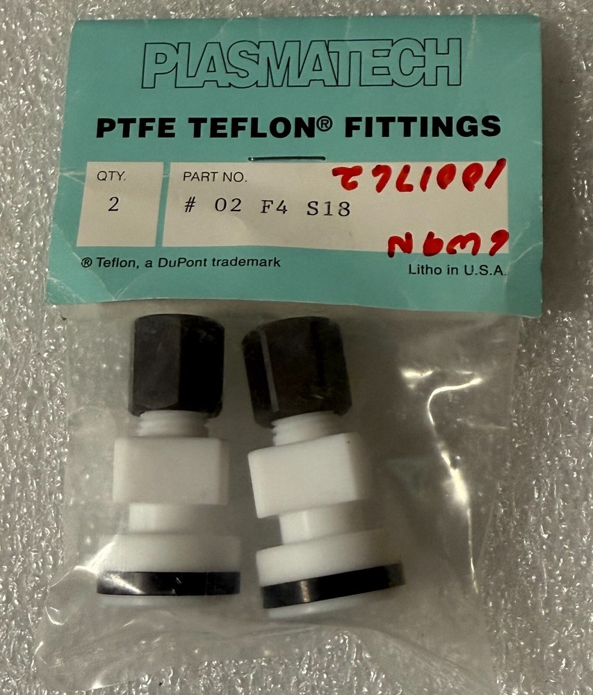 2ea Plasmatech PTFE Teflon Fitting 02 F4 S18,  18 ball socket