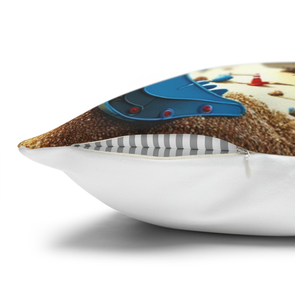 Excavator Spun Polyester Square Pillow Case