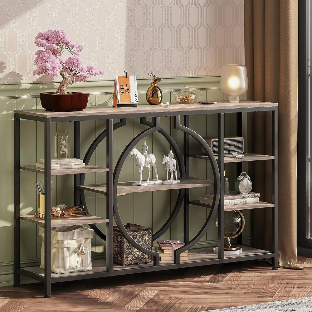 47" Industrial Console Tables Entryway Rustic Sofa Table Behind Couch 4 Tier