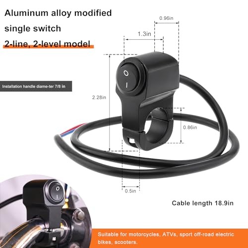 Motorcycle Handlebar Switch, 12V Waterproof Handlebar Light Switch with 1 PCS