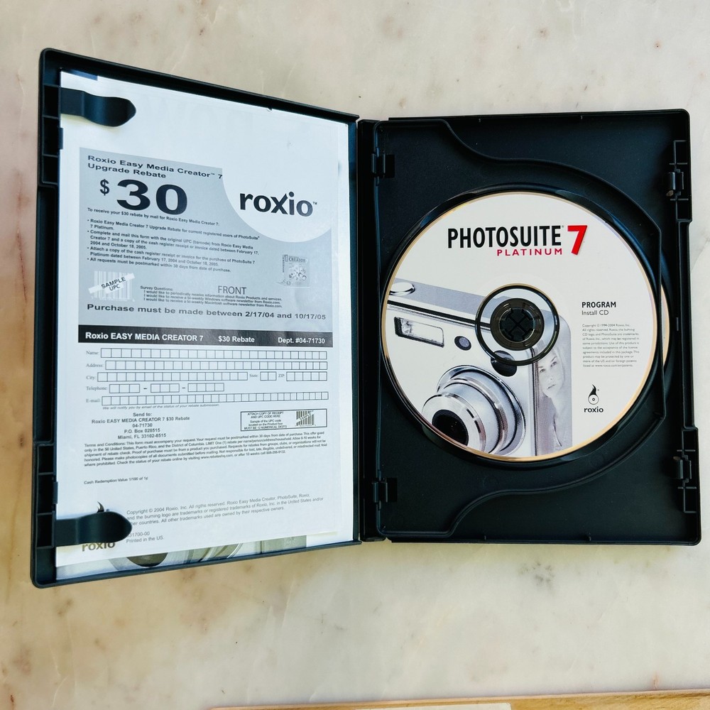 Roxio Photosuite 7 Platinum Software CD PC 1996-2004