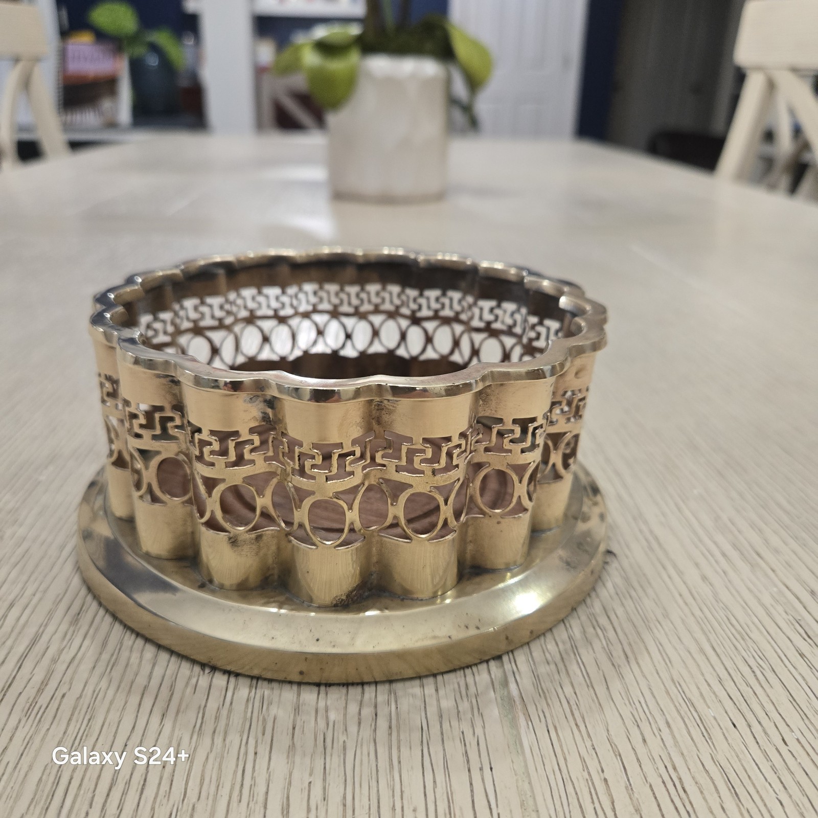 Vintage Mottahedah Rosewood and Brass Wine Bottle Holder Natchez Foundation