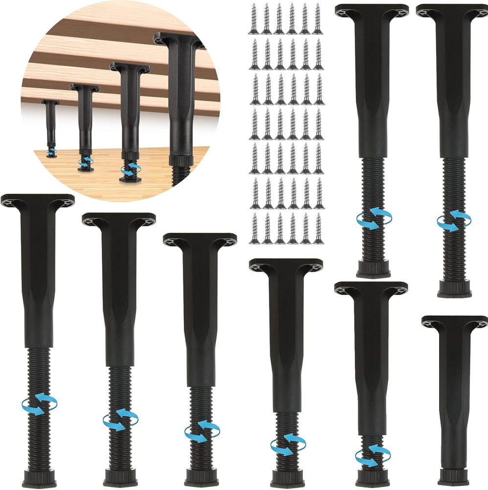 8PCS Adjustable Bed Support Legs, 8.3-14.8 Inch Height Bed Frame Center Support