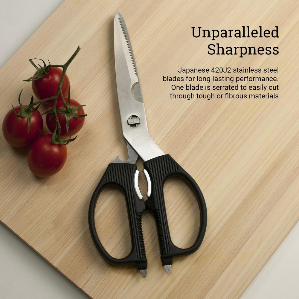 Shun Multi Purpose Kitchen Shears with Nutcracker Jar Opener and Screwdriver ...
