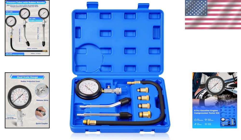 Alloy Steel Engine Compression Tester Kit - Lightweight & Includes Storage Case