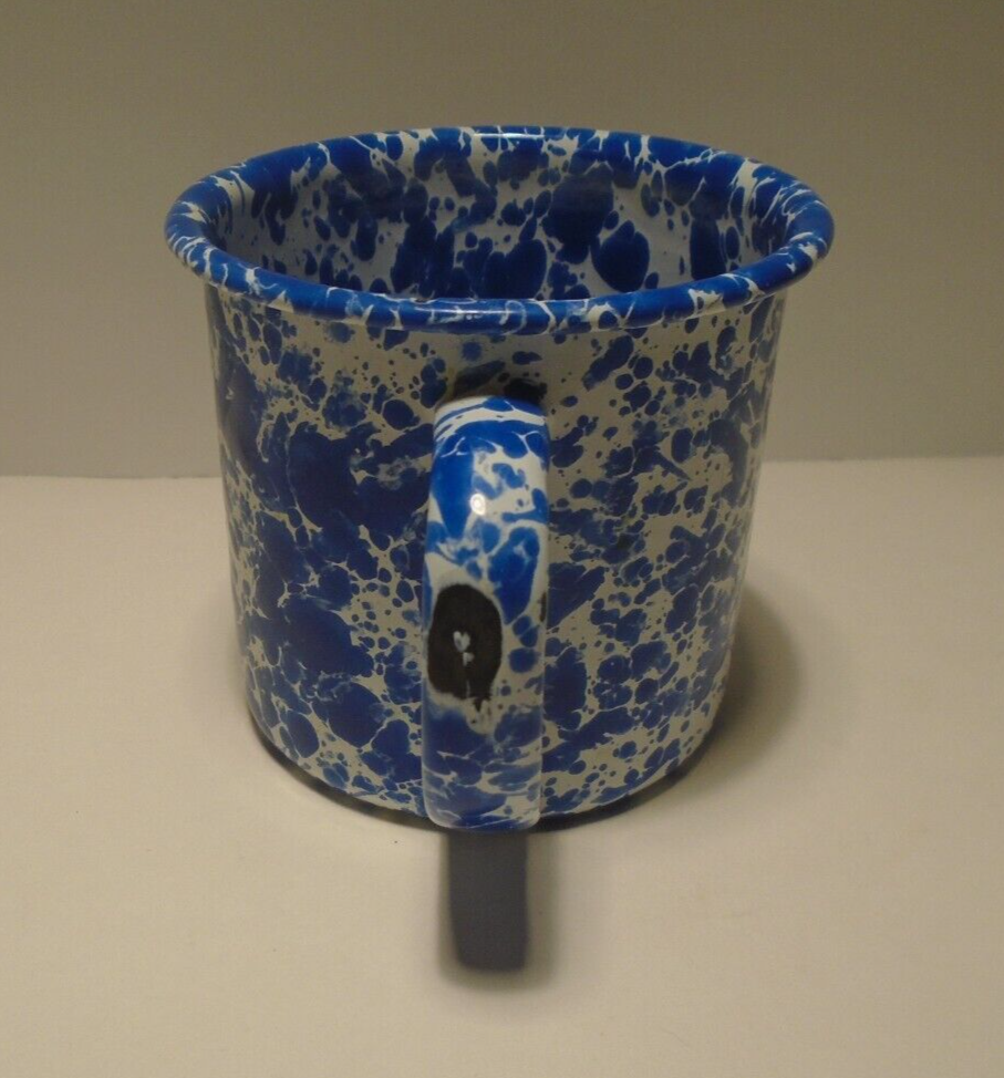 Splatter Blue Enamelware Coffee Mug 12 Oz.