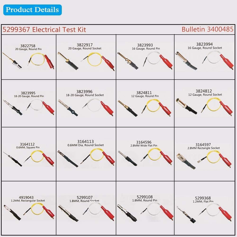 5299367 Test Lead Kit 16 PCS Electrical Testers Wire Connectors Cables Set