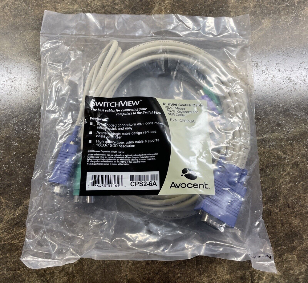 Avocent SWITCHVIEW 6' KVM Switch Cable - Model CPS2-6A - NEW